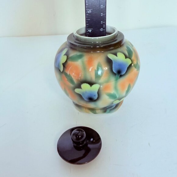 VTG Floral German Ginger Jar Retro Apothecary Style Home Decor Accent Pottery - Picture 8 of 16